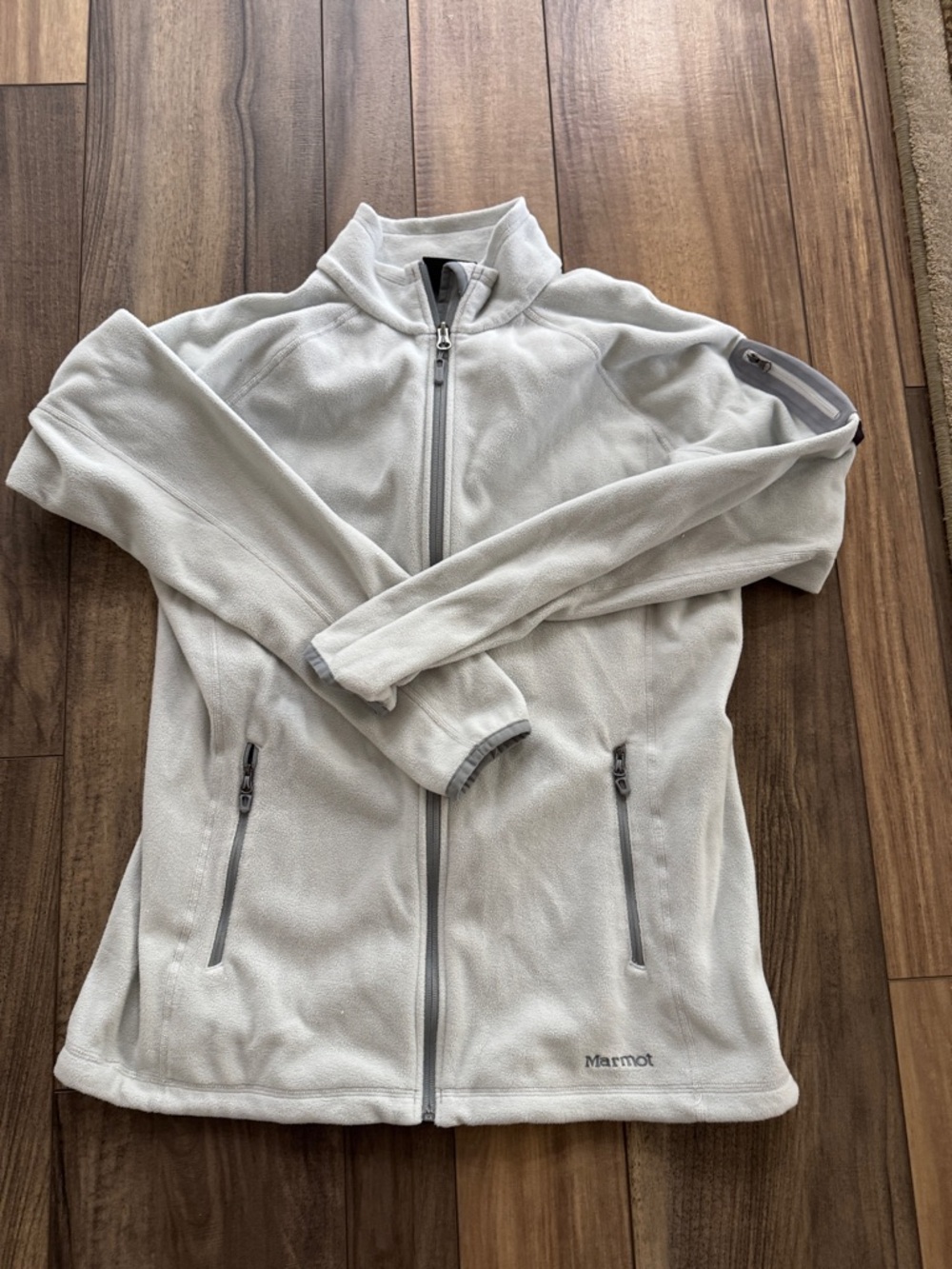 Marmot Off-White Full-Zip Fleece Jacket with Gray Trim